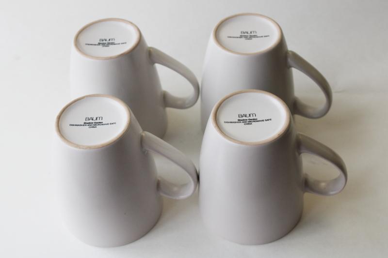 photo of modern farmhouse stoneware mugs, Baum Shadow Garden dandelion silhouette winter monochrome #4
