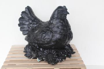 catalog photo of modern farmhouse style, life size nesting mama hen chicken, vintage country decor