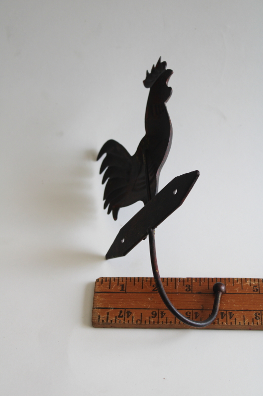 photo of modern farmhouse style metal rooster wall hook, rustic country kitchen decor #3