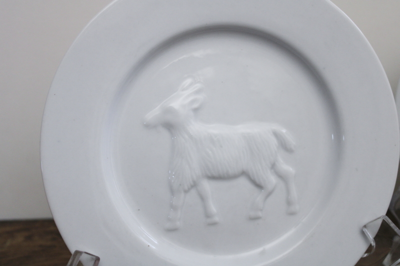 photo of modern farmhouse vintage Bonjour all white china salad plates embossed goats #2