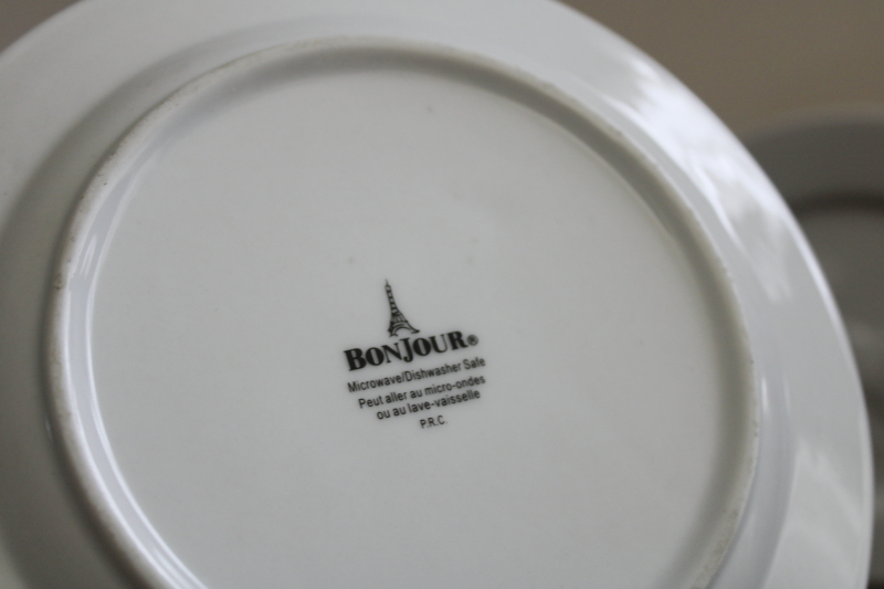 photo of modern farmhouse vintage Bonjour all white china salad plates embossed goats #4