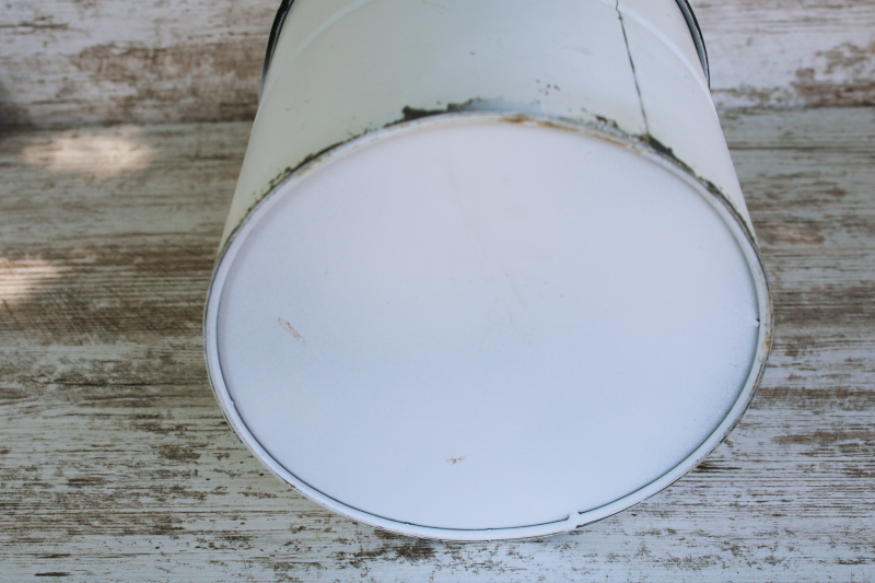 photo of modern farmhouse vintage style weathered white metal bucket wall hanging kitchen storage bin  #3