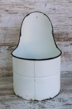 modern farmhouse vintage style weathered white metal bucket wall hanging kitchen storage bin 