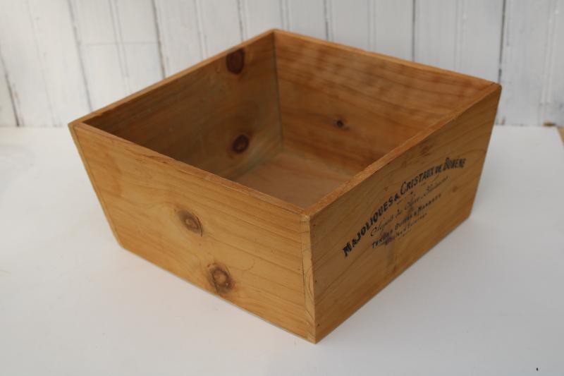 photo of modern farmhouse wood box w/ script lettering antique style French graphics #7