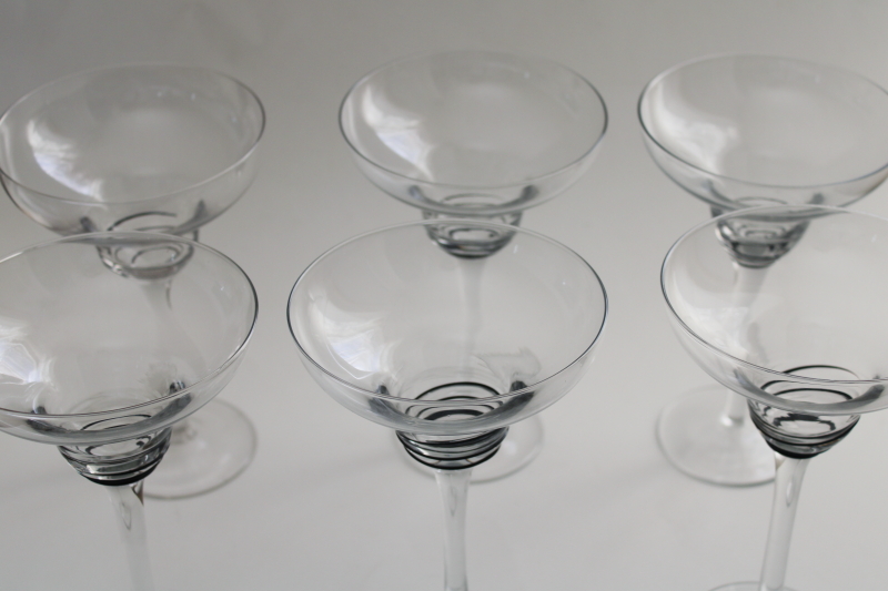 photo of modern hand blown glass cocktail glasses margaritas ebony black spin spiral swirl #2