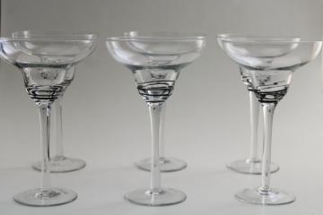photo of modern hand blown glass cocktail glasses margaritas ebony black spin spiral swirl