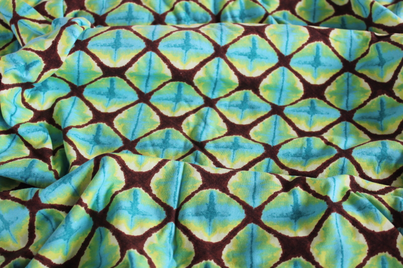 photo of modern hippie boho tie dye print cotton knit fabric, soft & stretchy sewing material #2