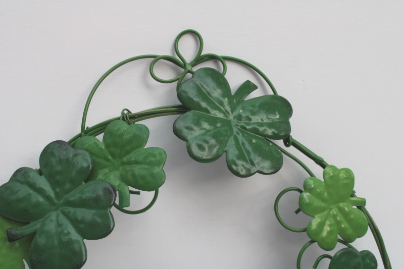 photo of modern holiday decor, tole metal shamrock wreath, lucky clover in St Patrick's Day green  #2