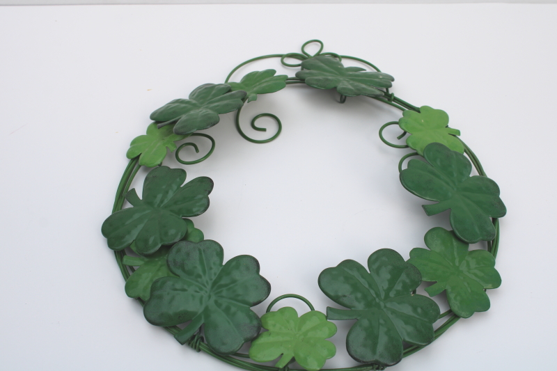 photo of modern holiday decor, tole metal shamrock wreath, lucky clover in St Patrick's Day green  #3