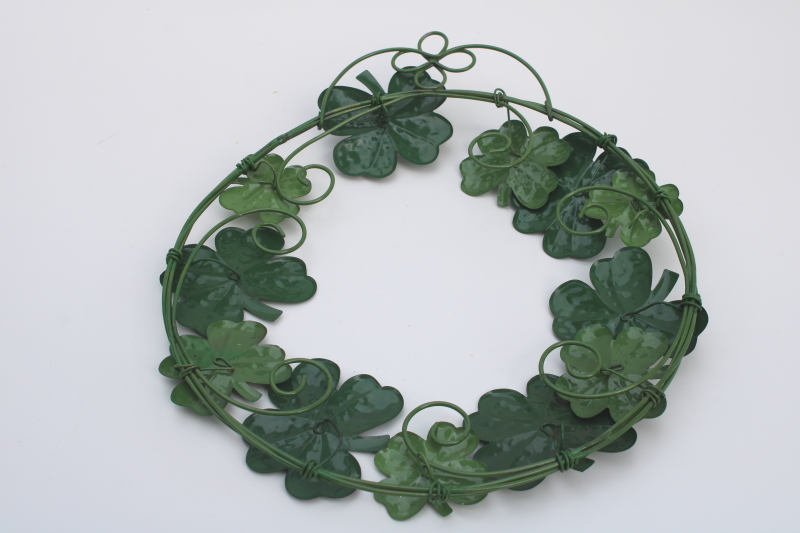 photo of modern holiday decor, tole metal shamrock wreath, lucky clover in St Patrick's Day green  #4