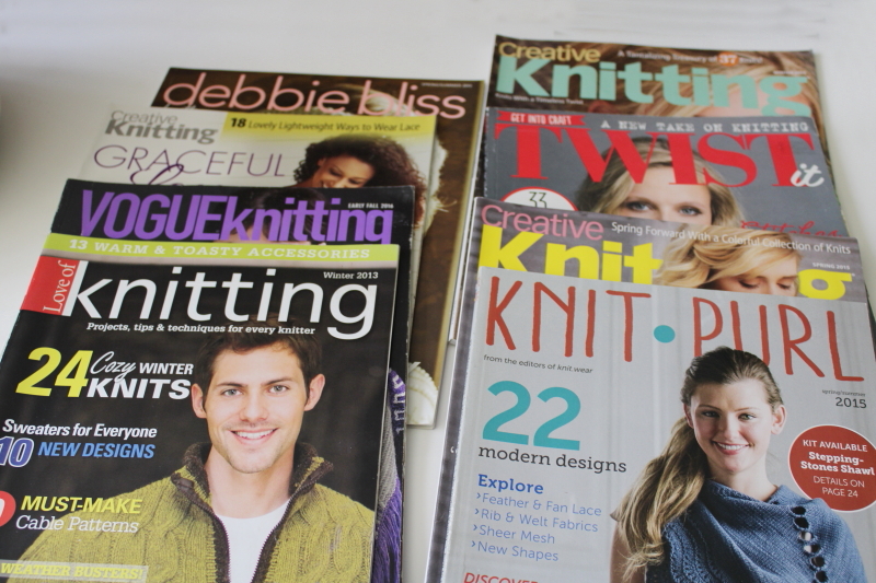 photo of modern knitting magazines assorted back issues lot, hand knits fashion patterns #1