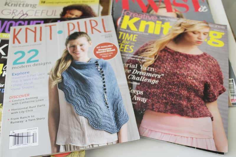 photo of modern knitting magazines assorted back issues lot, hand knits fashion patterns #2