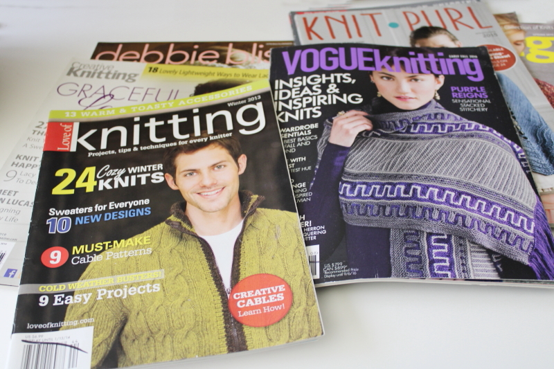 photo of modern knitting magazines assorted back issues lot, hand knits fashion patterns #4