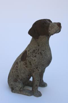 catalog photo of modern resin figurine, hunting dog German shorthaired pointer with wistful face 