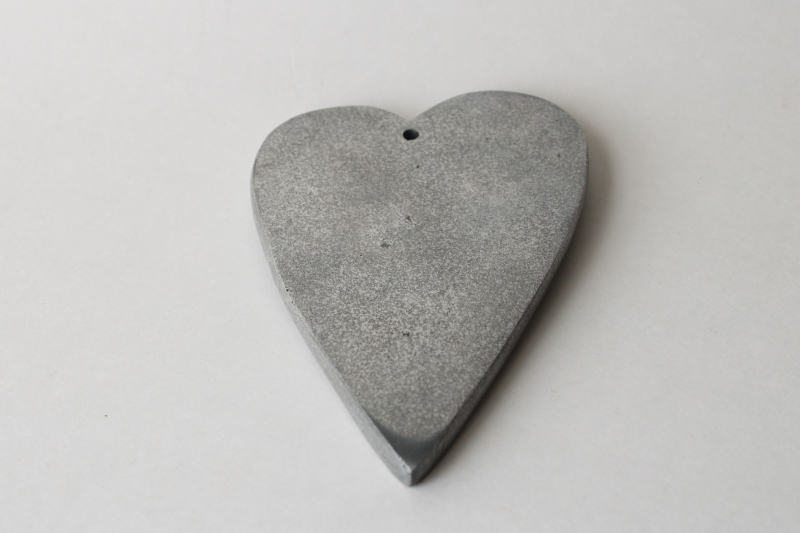 photo of modern rustic metal heart shape ornament pewter look aluminum, plain heart for display or engraving  #1