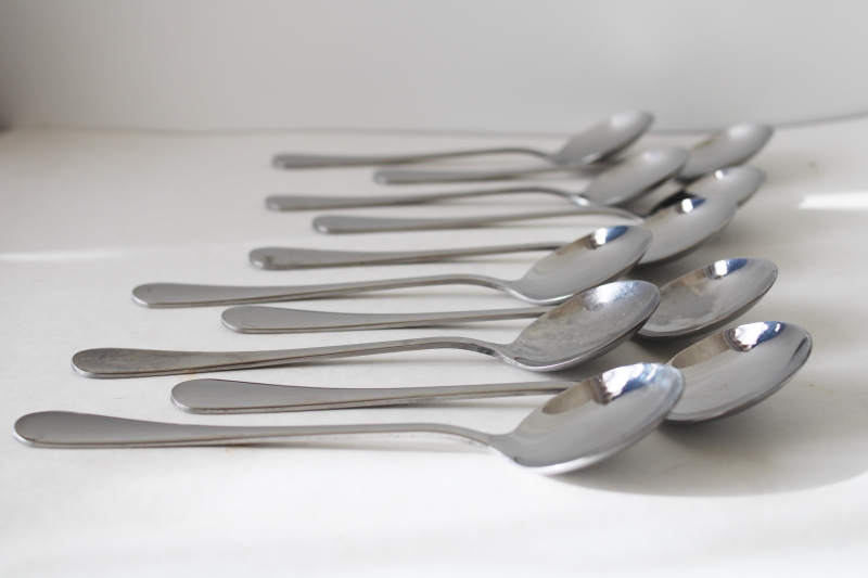 photo of modern stainless flatware round bowl soup bouillon spoons, plain sleek minimalist style #4