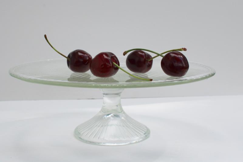 photo of modern vintage style prismatic pattern glass cake stand, dessert pedestal plate #3