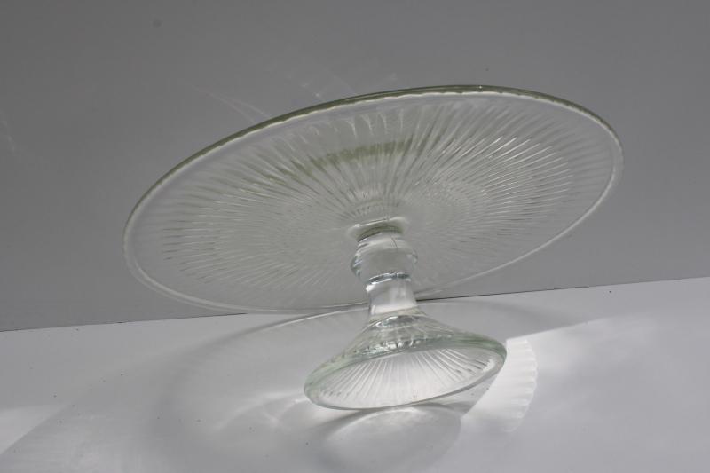 photo of modern vintage style prismatic pattern glass cake stand, dessert pedestal plate #4