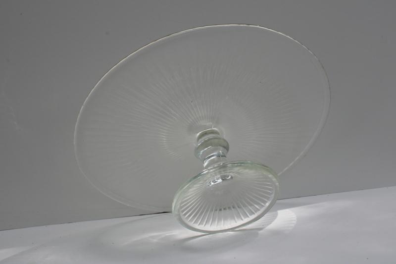 photo of modern vintage style prismatic pattern glass cake stand, dessert pedestal plate #5