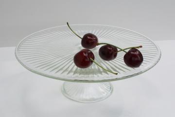 modern vintage style prismatic pattern glass cake stand, dessert pedestal plate