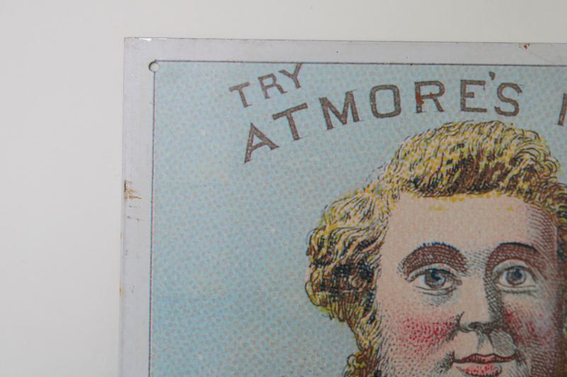 photo of modern vintage tin sign, reproduction antique Victorian trade card advertising graphics #3