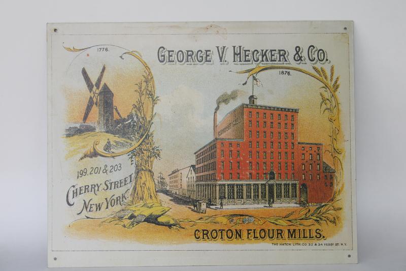 photo of modern vintage tin sign, reproduction antique Victorian trade card advertising graphics #1