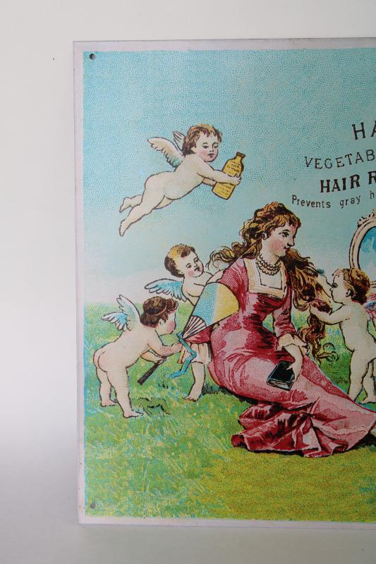 photo of modern vintage tin sign, reproduction antique Victorian trade card advertising graphics #4