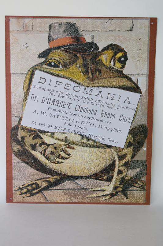 photo of modern vintage tin sign, reproduction antique Victorian trade card advertising graphics #1