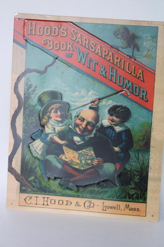 photo of modern vintage tin sign, reproduction antique Victorian trade card advertising graphics #1