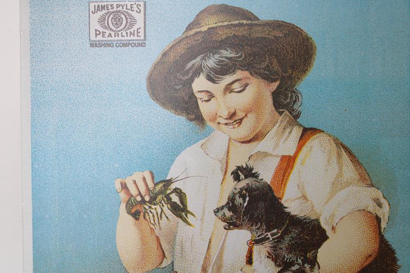 photo of modern vintage tin sign, reproduction antique Victorian trade card advertising graphics #3