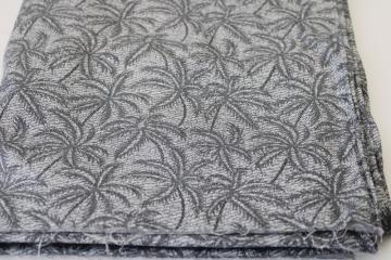 photo of monochrome palm trees print canvas weight cotton fabric, modern coastal decor tropical