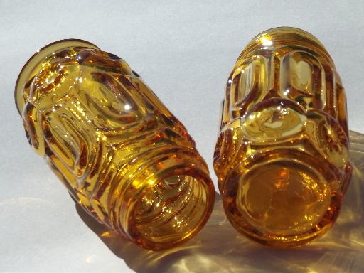 photo of moon and stars vintage amber glass salt & pepper shaker jars set #2