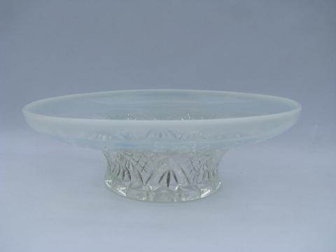 photo of moonstone opalescent glass, vintage pineapple & fan pattern centerpiece bowl #3