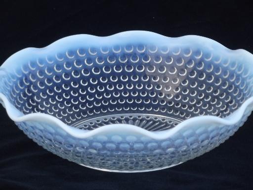 photo of moonstone opalescent hobnail glass bowl, vintage Anchor Hocking or Fenton? #1