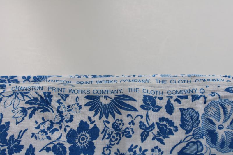 photo of morning glories blue & white floral cotton fabric, vintage Cranston print quilting weight #2