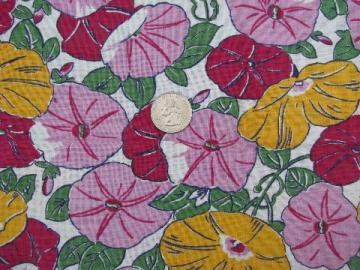 catalog photo of morning glories floral print, vintage cotton feedsack fabric