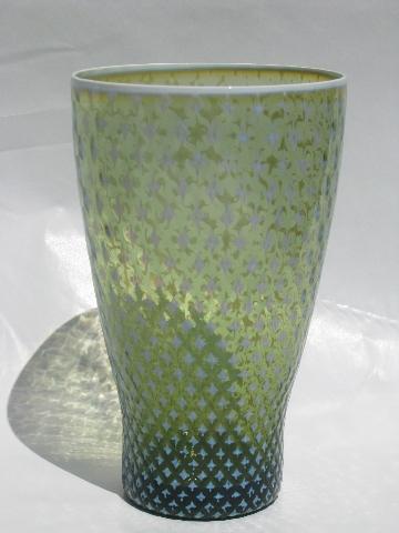 photo of moss green Fostoria needlepoint vintage glass tumblers, set of 8 #2