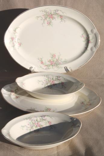 photo of moss rose pink roses Taylor, Smith & Taylor china serving ware, shabby vintage chic #1