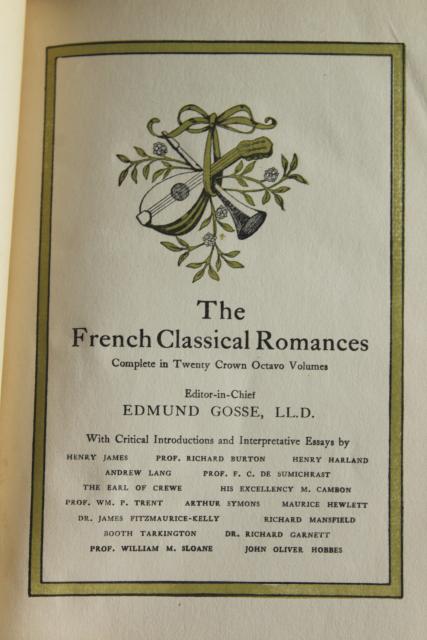 photo of mossy green vintage books, French romances faded worn photo prop library display #10