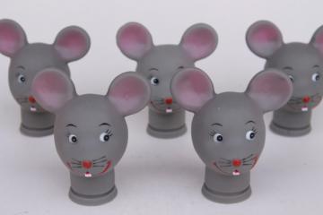 catalog photo of mouse heads for cloth dolls, grey mice faces vinyl rubber plastic heads for stuffed toys