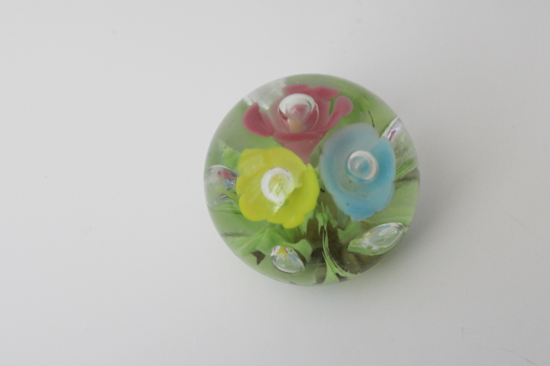 photo of multicolored flowers paperweight, Y2K vintage China handcrafted art glass #1