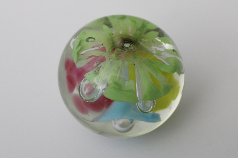 photo of multicolored flowers paperweight, Y2K vintage China handcrafted art glass #3