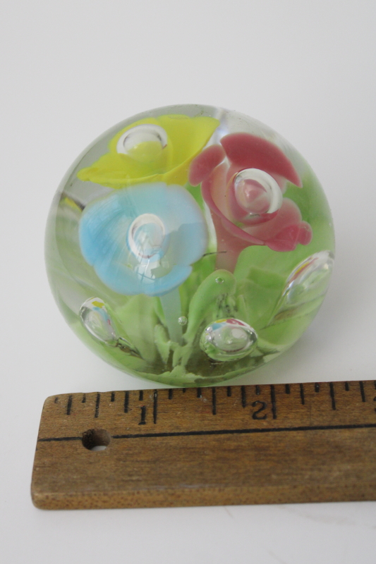 photo of multicolored flowers paperweight, Y2K vintage China handcrafted art glass #4