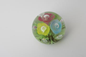 catalog photo of multicolored flowers paperweight, Y2K vintage China handcrafted art glass