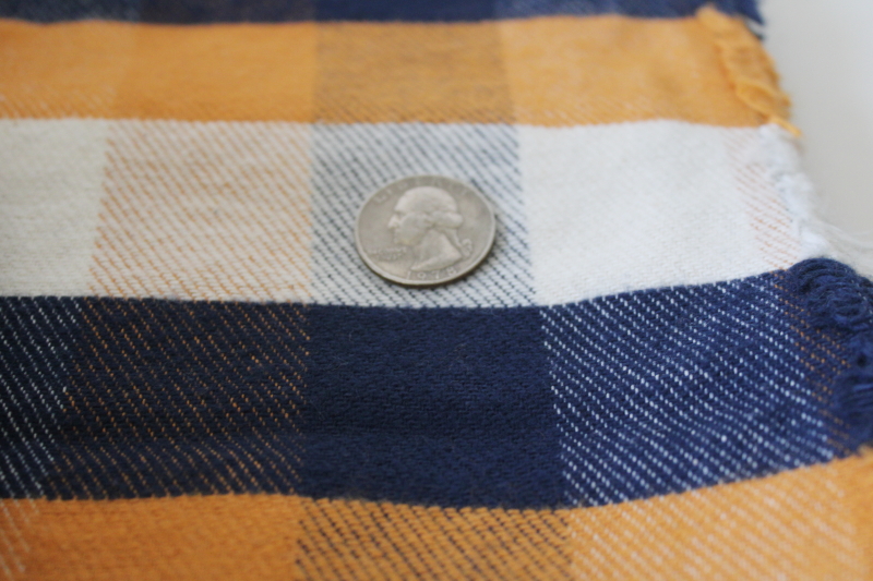 photo of mustard navy cream buffalo plaid vintage heavy cotton flannel for work shirts, chore jacket lining fabric  #4