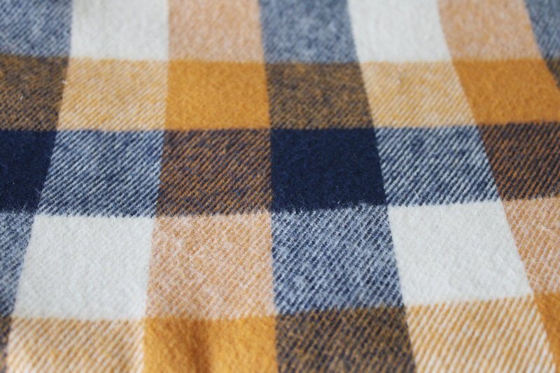 photo of mustard navy cream buffalo plaid vintage heavy cotton flannel for work shirts, chore jacket lining fabric  #5