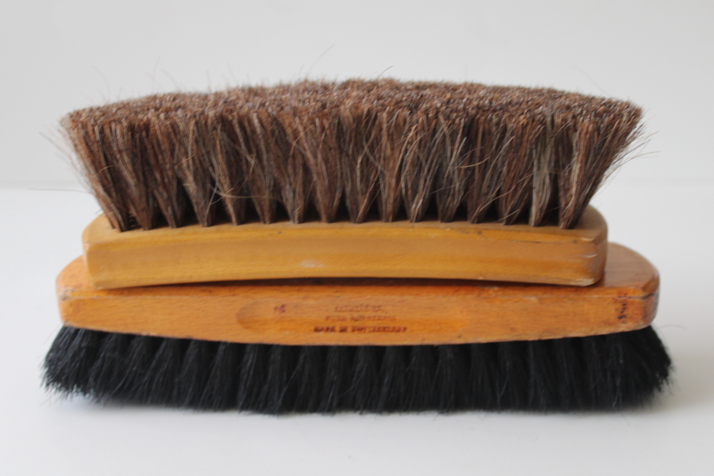 photo of natural bristle brushes, M&F western boot brush, shoe brush made in Switzerland #1