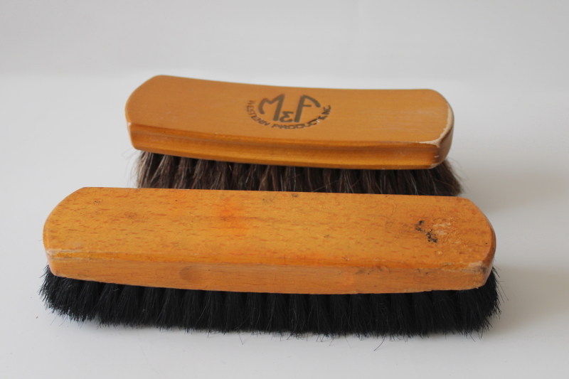 photo of natural bristle brushes, M&F western boot brush, shoe brush made in Switzerland #2