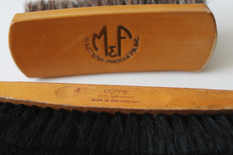 photo of natural bristle brushes, M&F western boot brush, shoe brush made in Switzerland #4