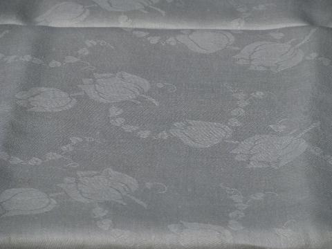 photo of natural color old linen damask tablecloth, vintage early 1900s antique, never used #2